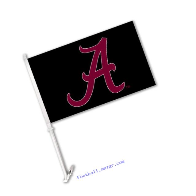 NCAA Alabama Crimson Tide Car Flag A Red with Black Background with Free Wall Brackett